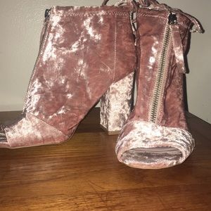 Pink velvet high heels